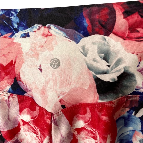 Bally Total Fitness Pink Red Floral 7/8 Compression Leggings Small - Picture 7 of 9